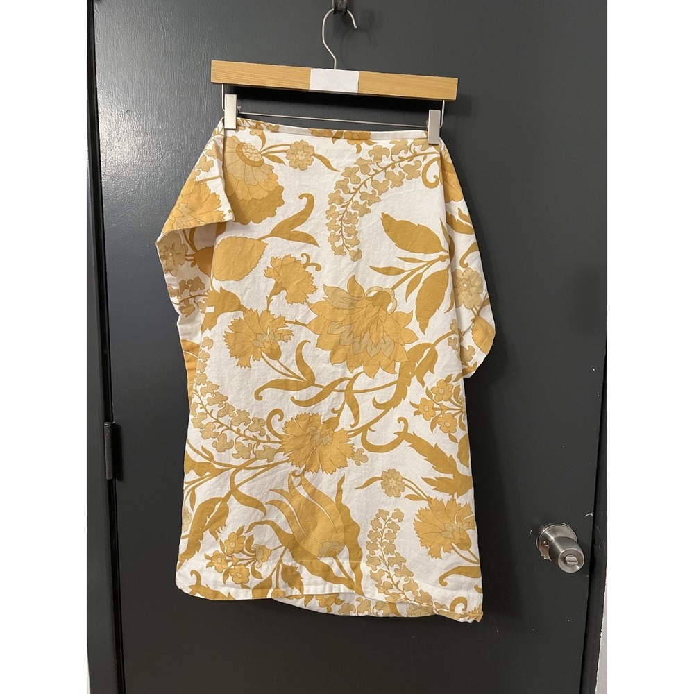 POTTERY BARN Leigh Palampore Euro Shams Cotton Linen Blend Yellow